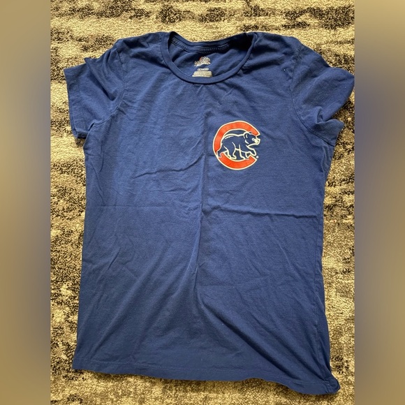 Majestic Athletic Tops - Women’s Chicago Cubs Arrieta 49 Blue T-Shirt with Bear Logo XL